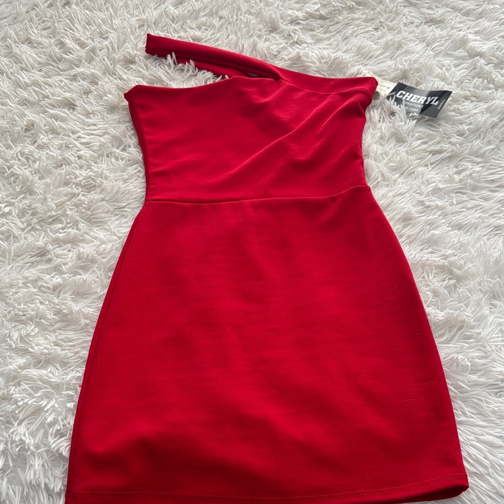 Cheryl Women's Bold Red Asymmetrical Mini Dress